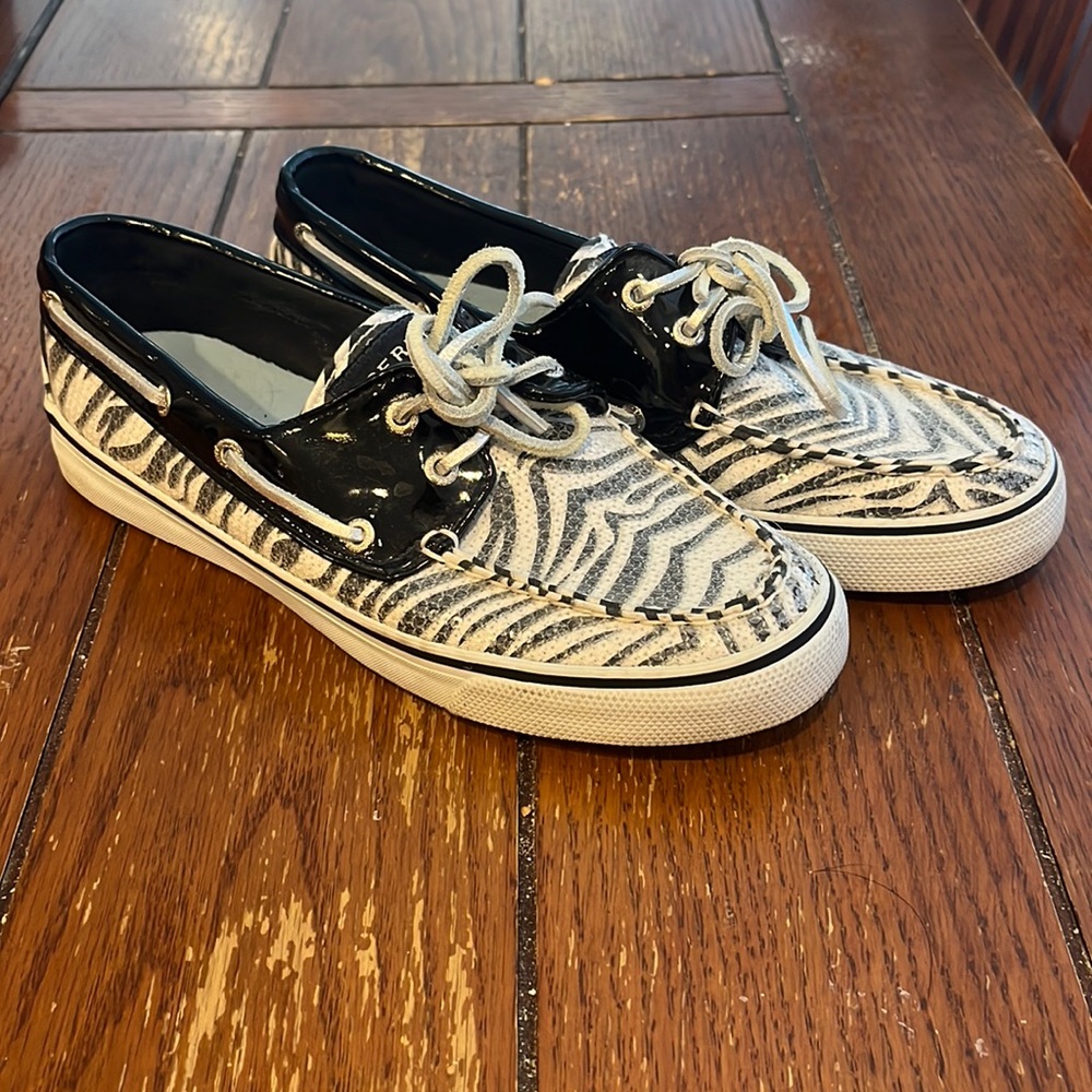 Sperry Top-Sider Sequins Zebra Print 7.5 - image 1